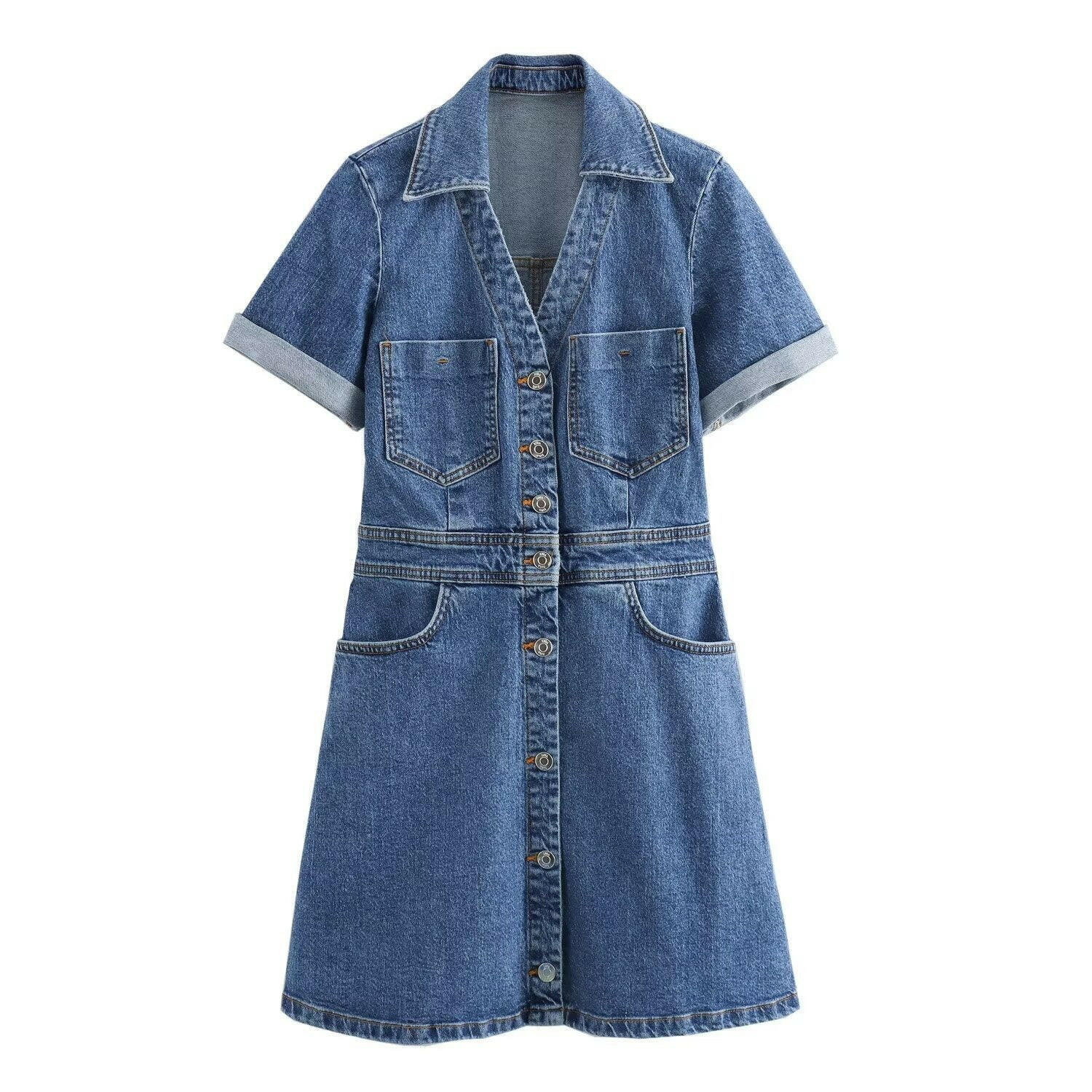 Fashionable and Casual Denim Mini Dress.