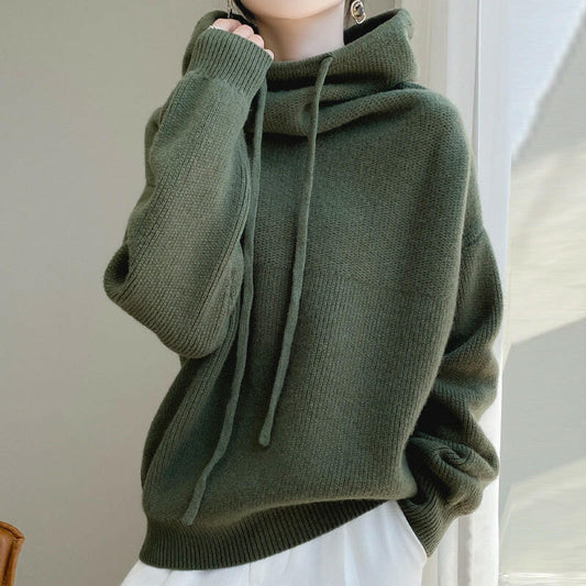 Lazy Style Women's Solid Color Loose Knit Sweater.