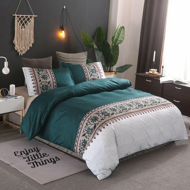 Printing Duvet Cover Sets Polyester Plain Printed Bedding Set Reactive Printing Duvet Cover With Pillowcases Bedding Set.