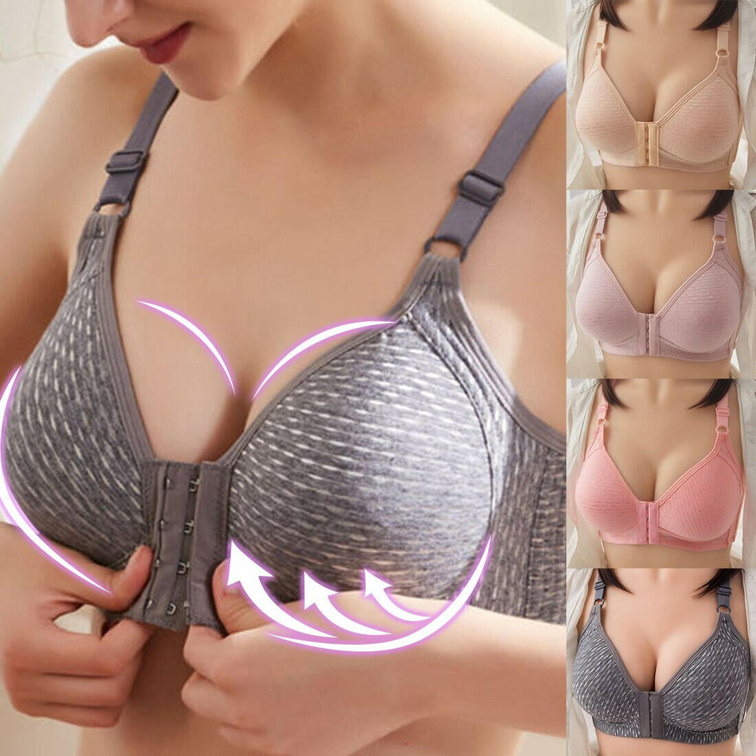 Fashion Seamless Front Button Push-Up Bra - Elegance Meets Comfort.