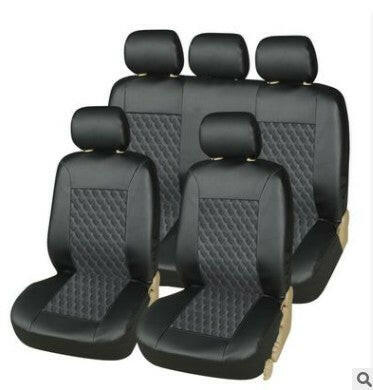 PU leather foreign trade car seat cover artificial leather black universal seat wish new Quilted Embroidered Leather.