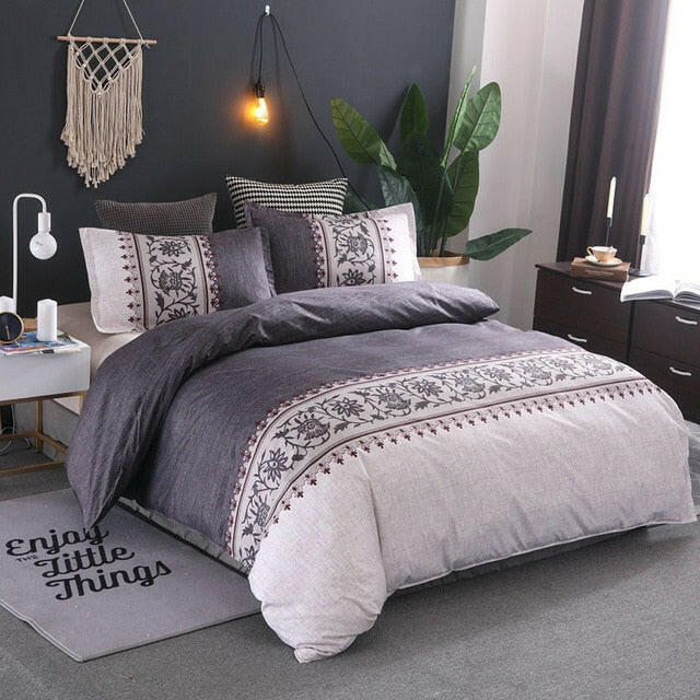 Printing Duvet Cover Sets Polyester Plain Printed Bedding Set Reactive Printing Duvet Cover With Pillowcases Bedding Set.