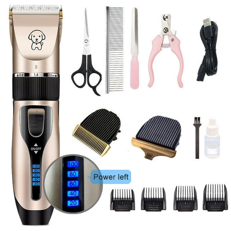 Pet Cat Dog clippers professional Dogs grooming clipper groomer kit USB Rechargeable Low-noise Pets Hair Trimmer Display battery.