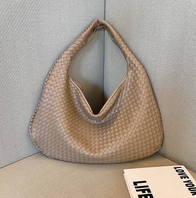 Handmade Woven Leather Hobo Bag.