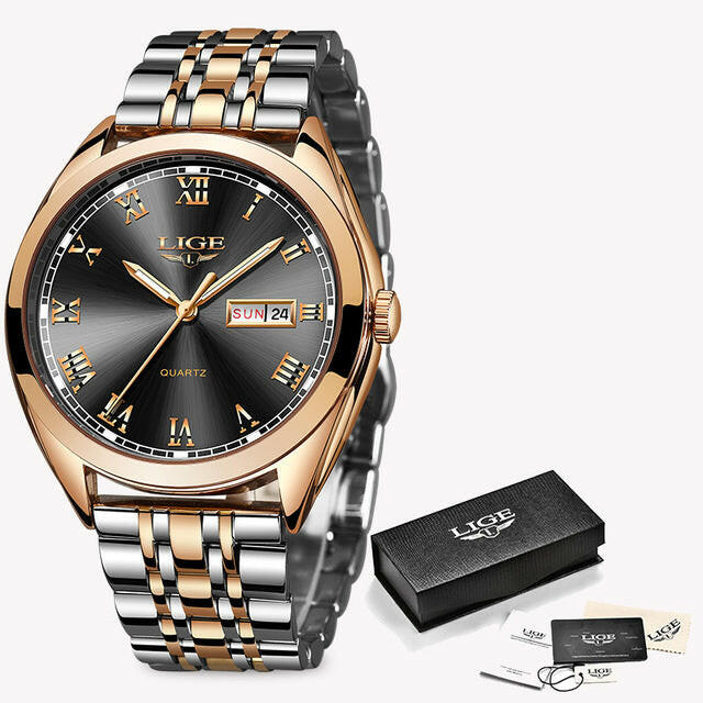 LIGE New Rose Gold Women’s Watch - Business Quartz Watch.