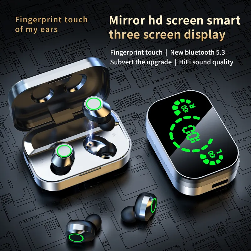 Mirror digital YD03 wireless Bluetooth earphones TWS in ear high battery Bluetooth earphones.