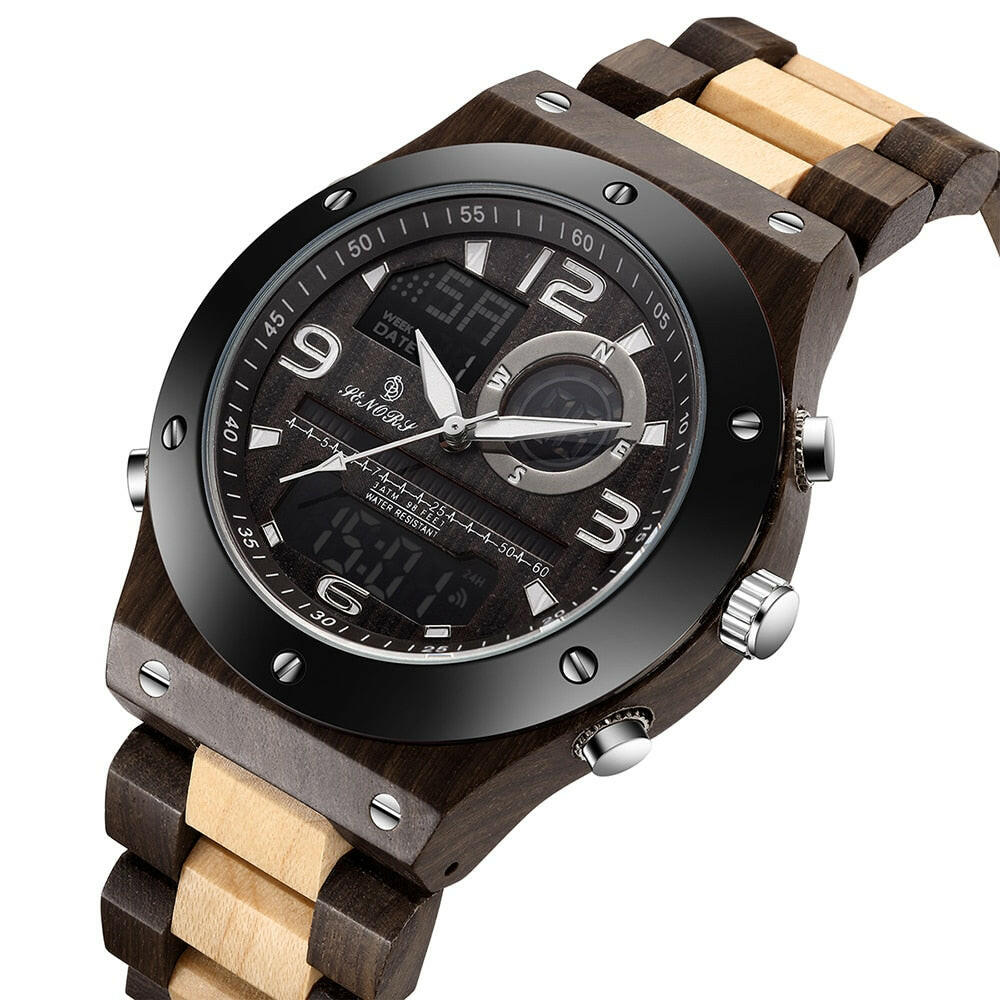 Senor Digital Watch Wood Watch Men Military Sport Wristwatch Mens Quartz Watches Top Brand Luxury Wooden Watch Male Relogio.