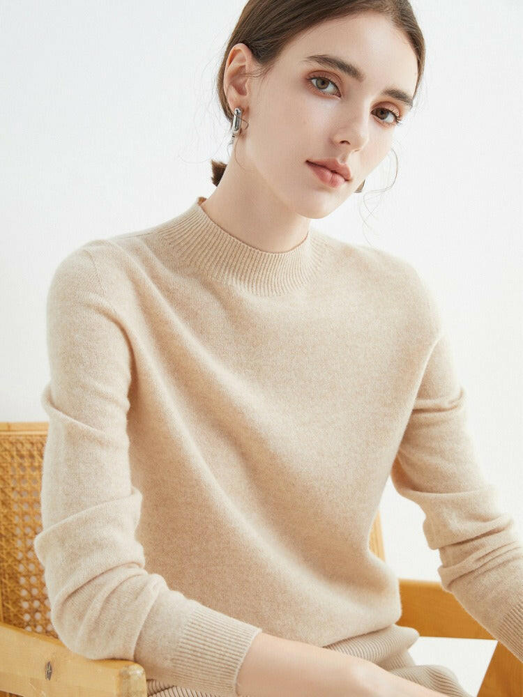 Seamless One-Piece Pure Wool Sweater – Women's Long-Sleeve Knit Top.