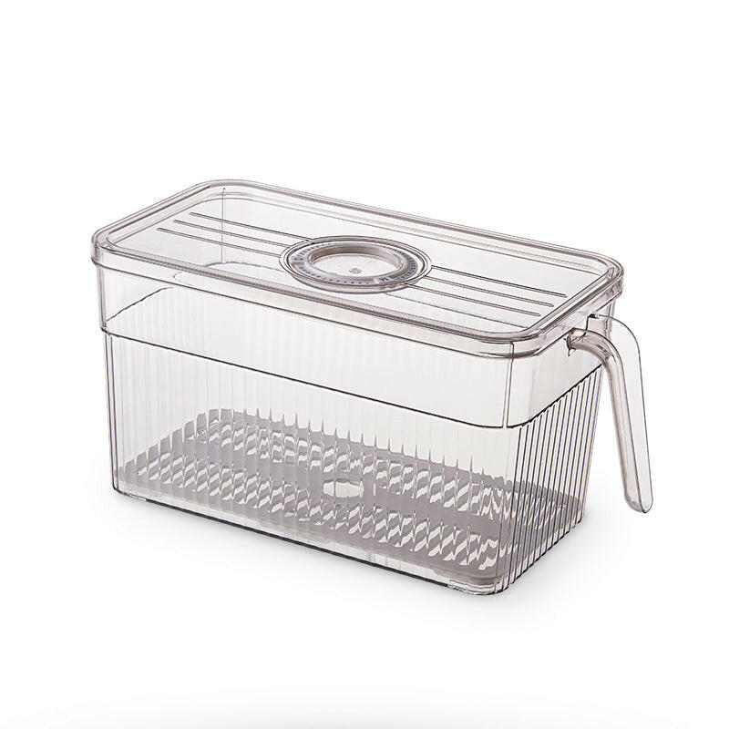 Refrigerator Storage Box Household Drainable Food Storage Box Sealed Storage Box With Handle Stacking Storage Box.