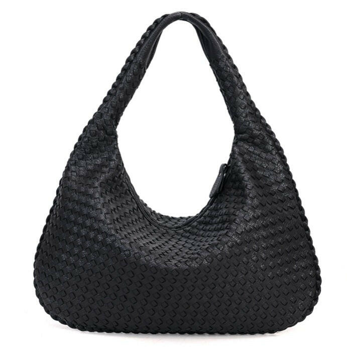 Handmade Woven Leather Hobo Bag.