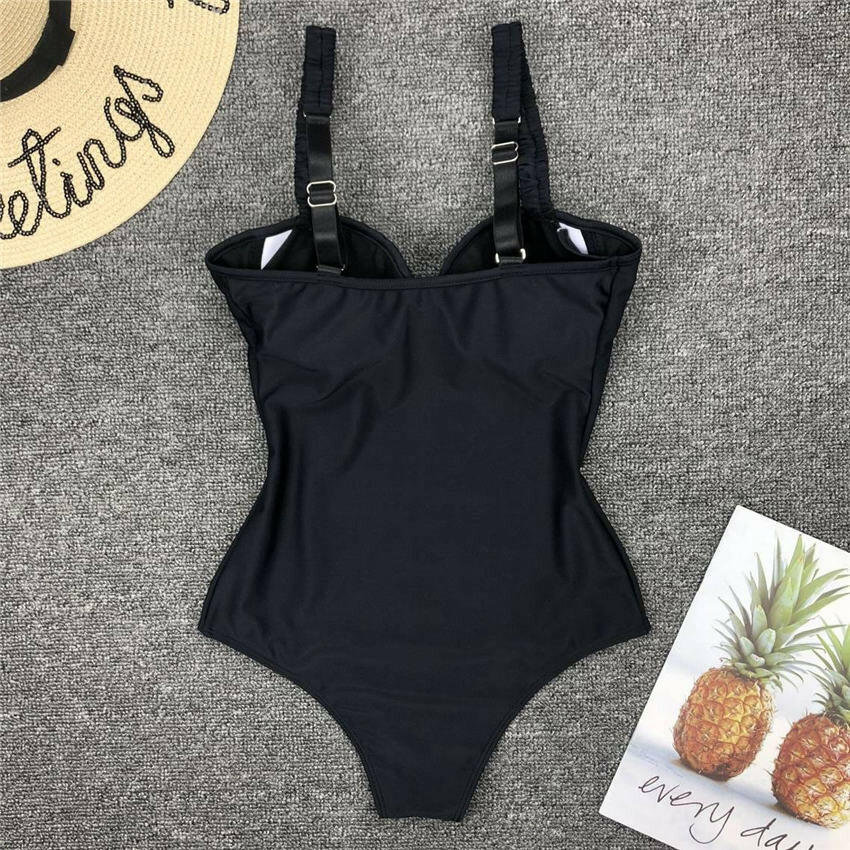 Sexy Push Up Bodysuit Steel one piece swimsuit Butt Lifter swim suit women Swimwear Shaper Bathing suit female Monokini Black.