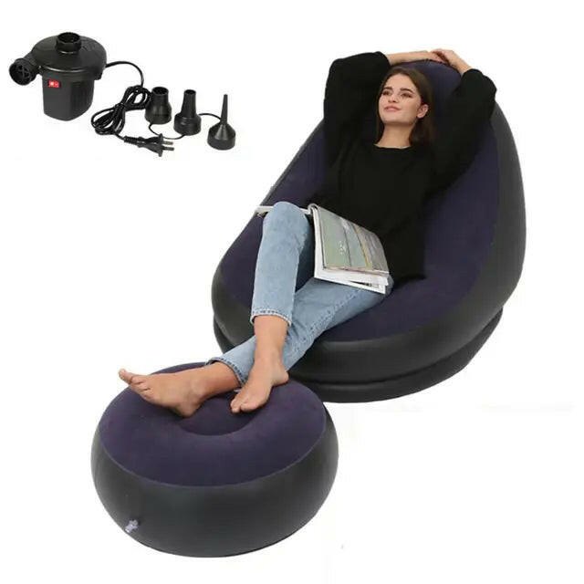 Inflatable Air Mattress Lazy Sofa & Leg Stool – Comfortable Beanbag Chair for Home & Outdoor Usend Outdoor Use.