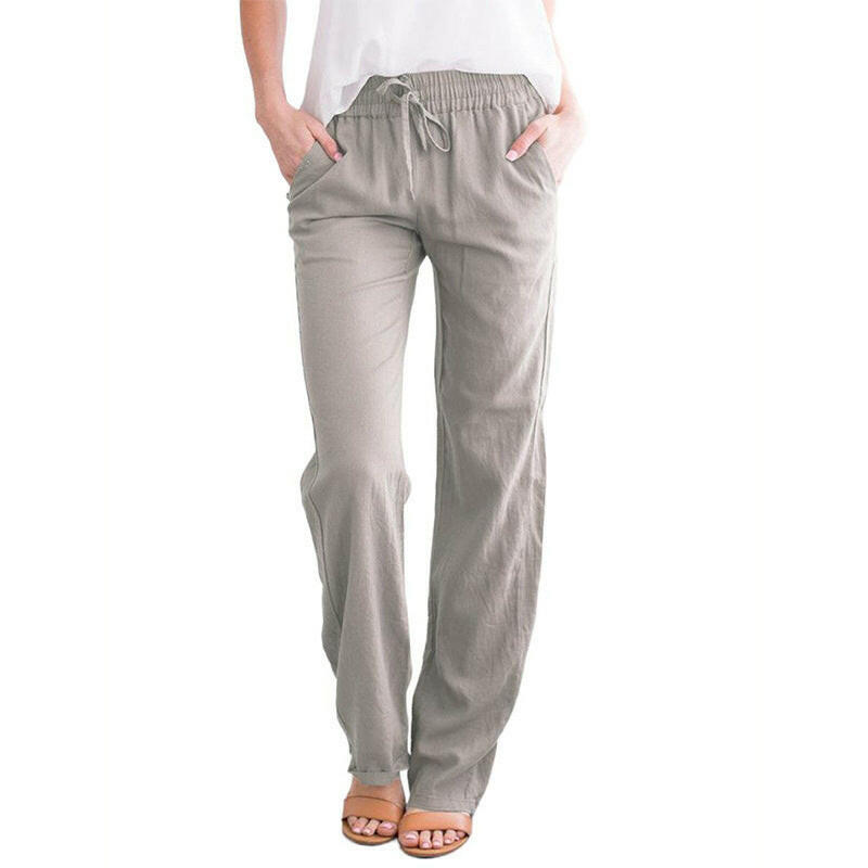 European & American Women's Solid Color Drawstring Loose Wide-Leg Pants.