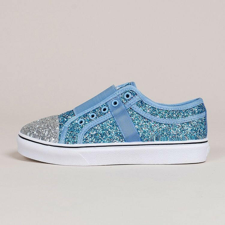 Large Size Canvas Low-Top Shallow Mouth Sequin Shoes.