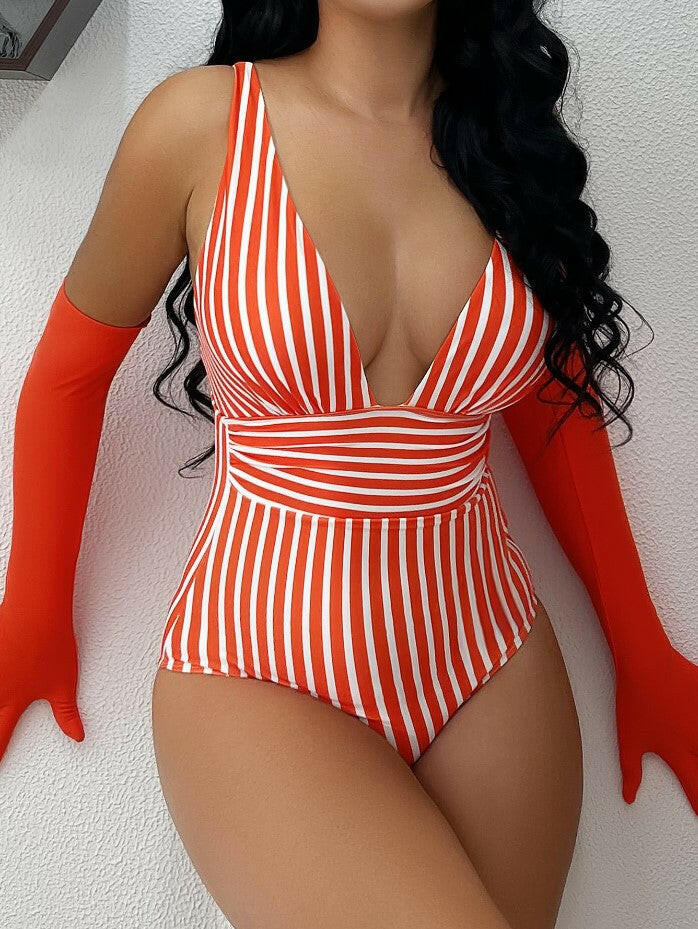 Women's Sexy Striped Jumpsuit Swimsuit – European & American Bikini.