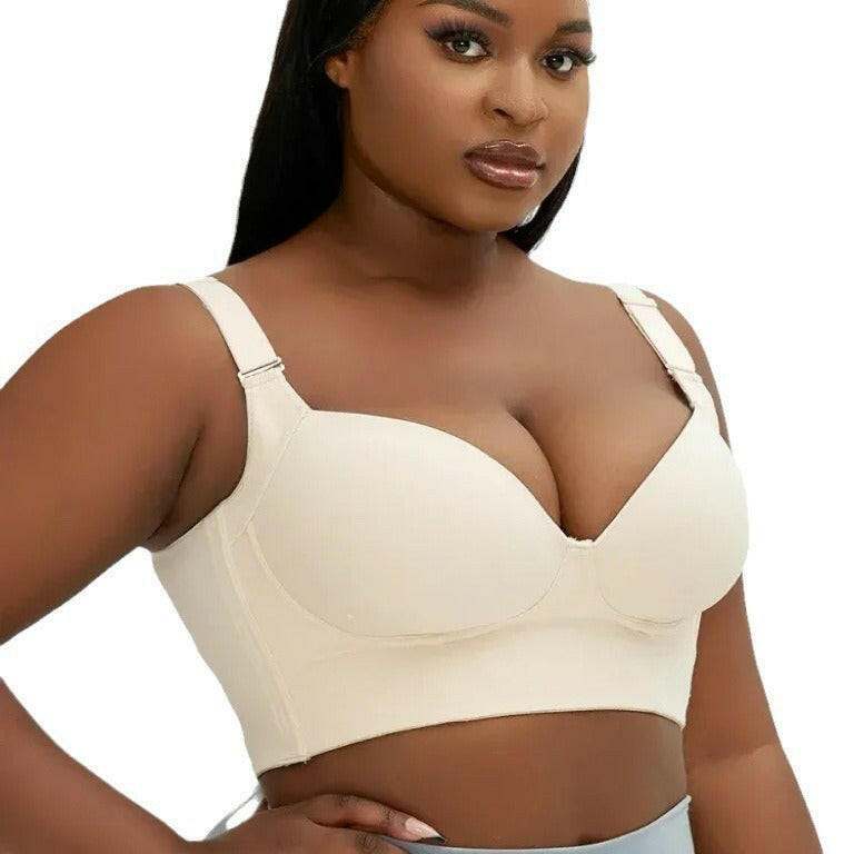 Plus-size glossy sexy bra with anti-sag adjustable bra for women with underwire.