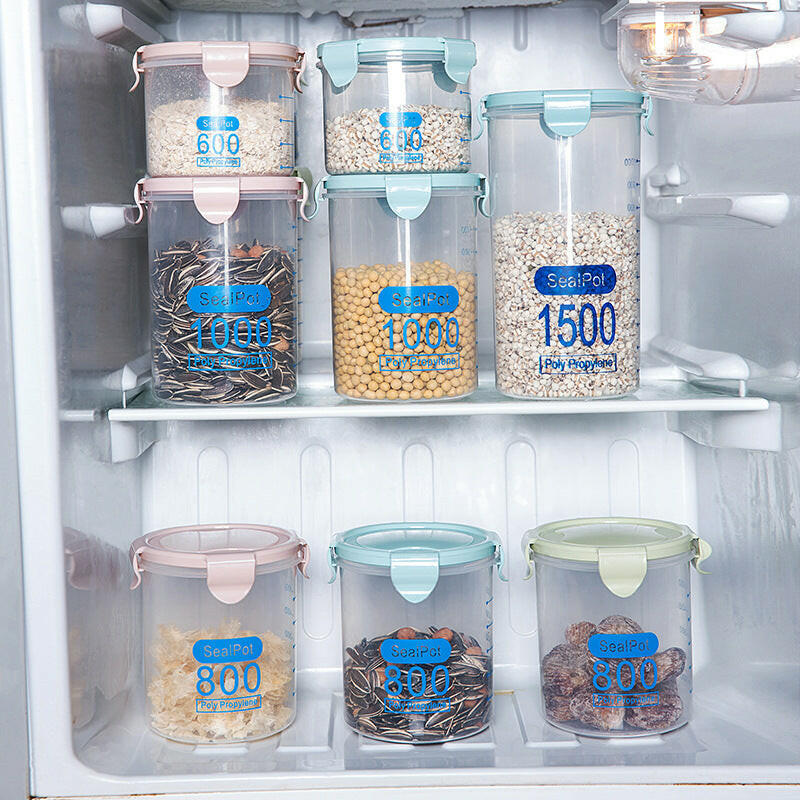 Transparent Plastic Sealed Jar Refrigerator Fresh-Keeping Jar Kitchen Grain Storage Box Food Storage Storage Tank.