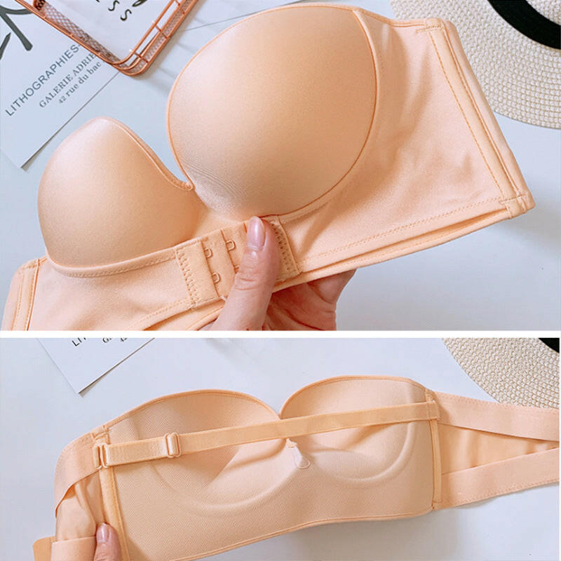 Oxygen bra for women without shoulder straps front buckle gathering anti slip invisible breathable wrapped bra.