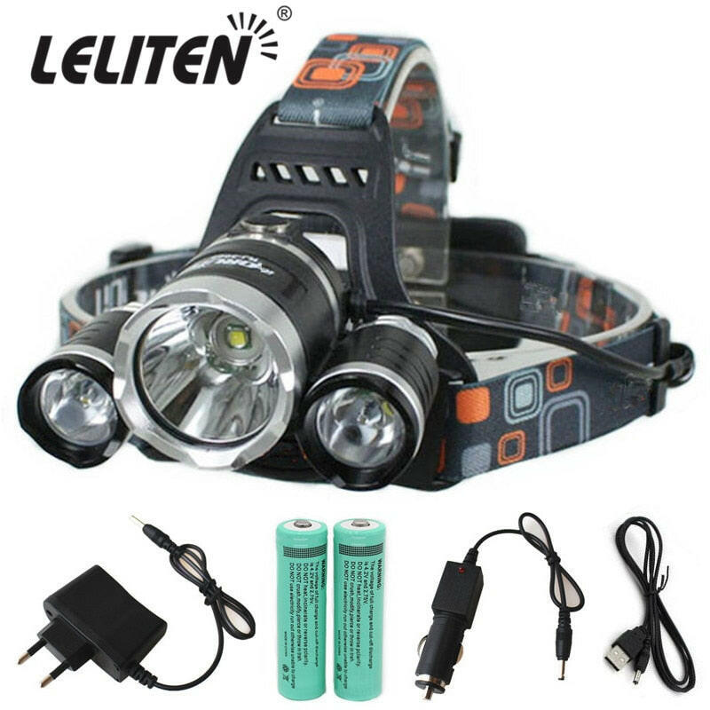 15000Lm XM-T6x3 LED Headlight ZOOM Flashlight Torch Camping Fishing Headlamp lantern Use 2*18650 battery / AC/Car/Usb/ charging.