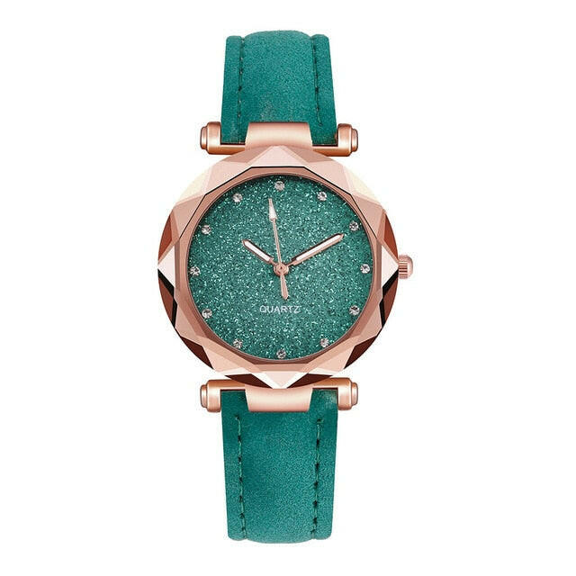 Ladies Fashion Korean Rhinestone Rose Gold Quartz Watch.