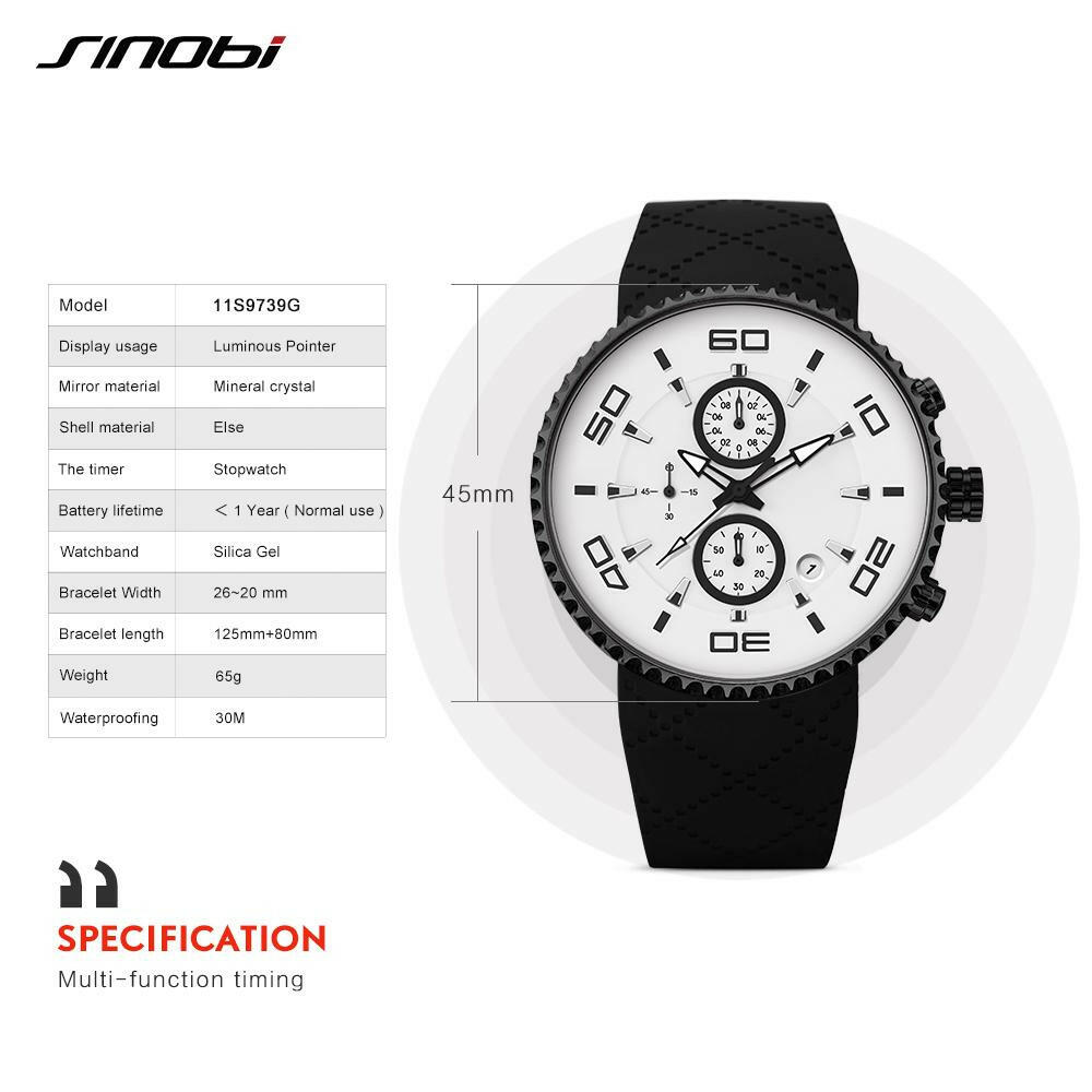 SINOBI Men's Sports Stopwatch Quartz Watch.