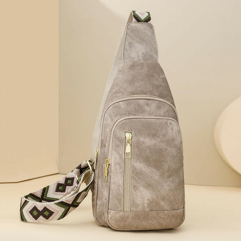 Retro Chest Bag Women's Texture Soft Leather Backpack  New Fashion Versatile Chest Bag Women's Casual One Shoulder Diagonal.