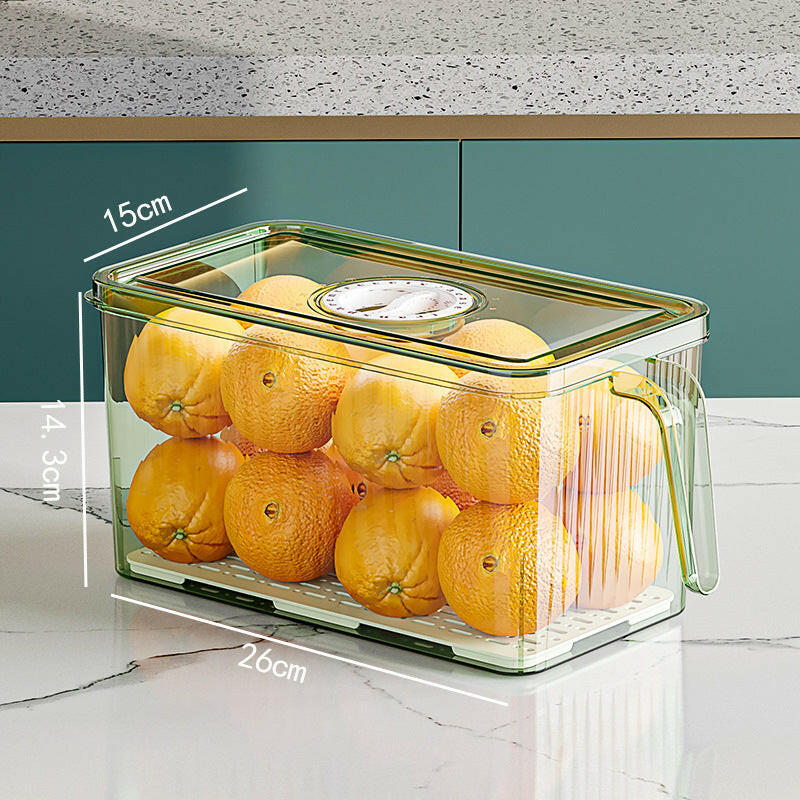 Refrigerator Storage Box Household Drainable Food Storage Box Sealed Storage Box With Handle Stacking Storage Box.