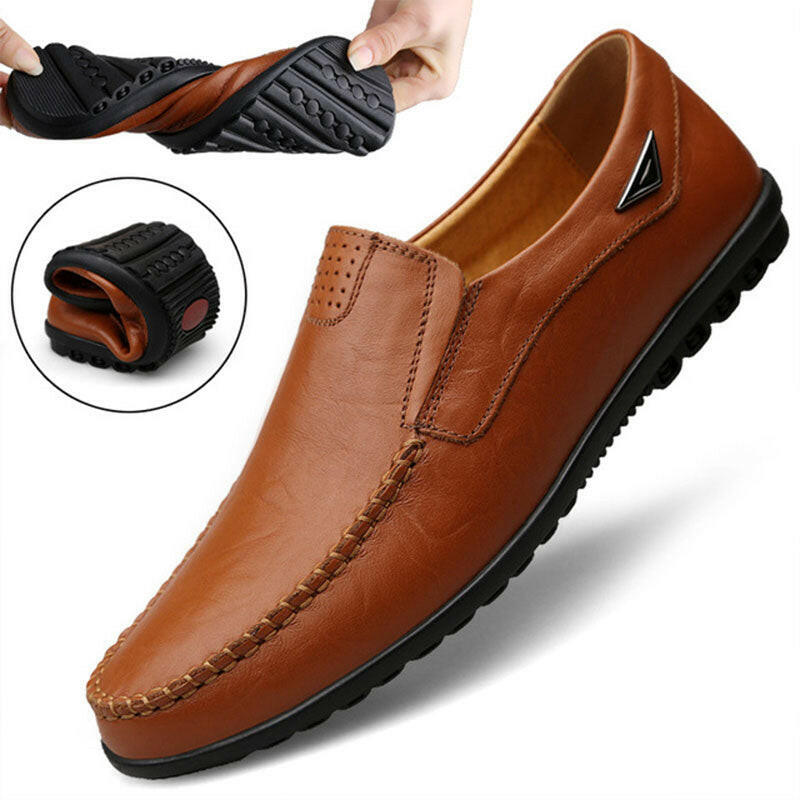 Genuine Leather Men's Moccasin Shoes – Breathable Italian Loafers for Casual Comfort.