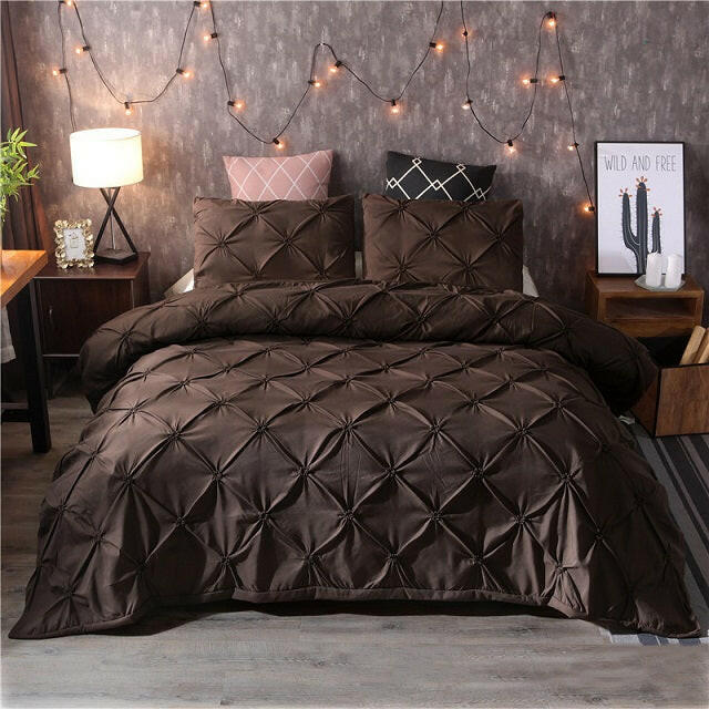 White Duvet Cover Set Pinch Pleat 2/3pcs Twin/Queen/King Size Bedclothes Bedding Sets Luxury Home Hote.