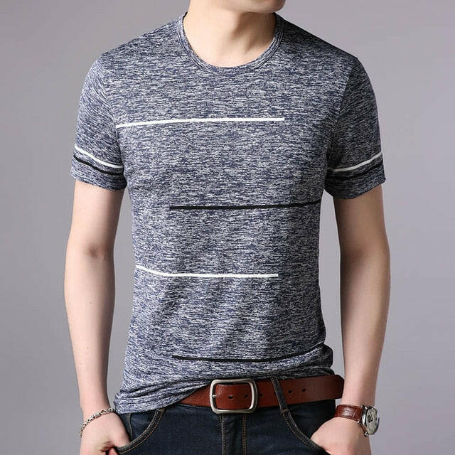 Men's Striped Summer T-Shirt - O-Neck Casual Streetwear.