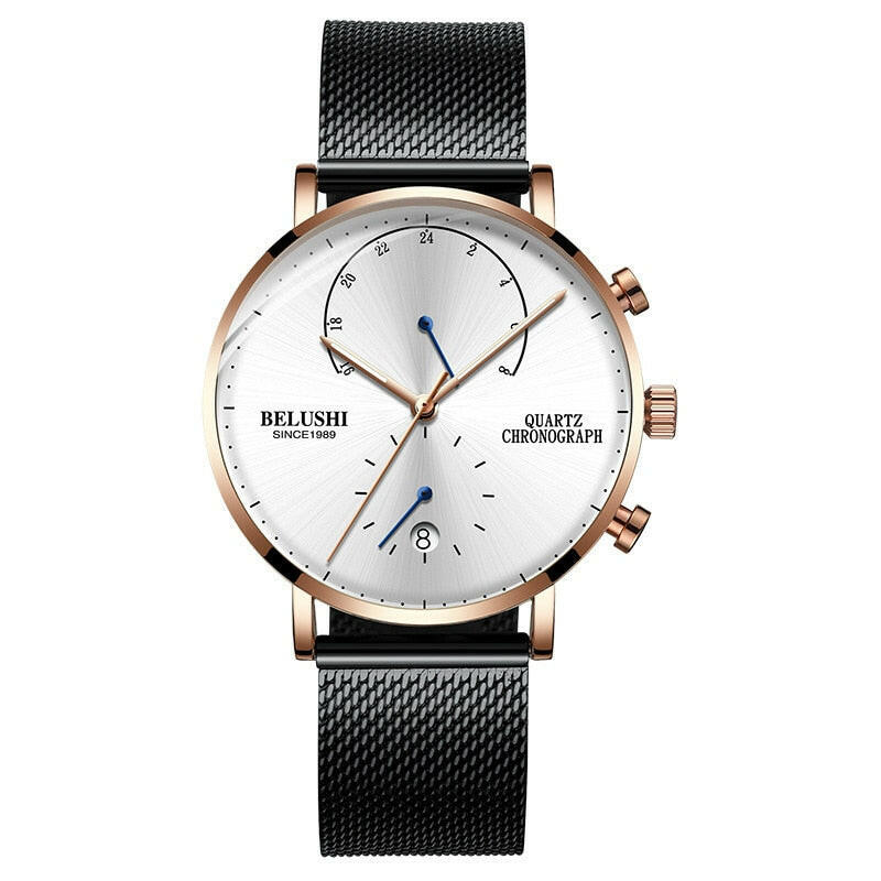 Quartz Watch Men Watches Modern Chronograph Men Watch Leather Strap Watches Man Imitation Luxury Belushi 537 Men'S Sports Watch.