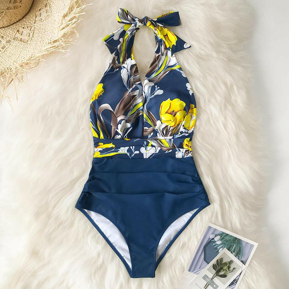 New European and American Sexy Print One Piece Ladies Swimwear.