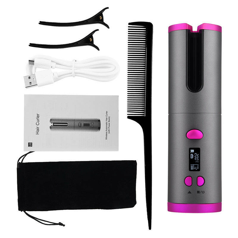 Unbound Automatic Hair Curler Cordless Electric Curling Roller Professional Ceramic Hair Waver Rechargeable Auto Curler Curls.