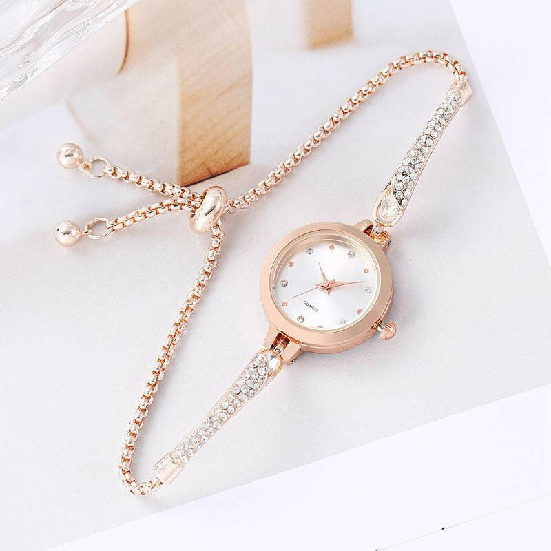 Girls' Fashionable Diamond Inlaid Bracelet Watch.