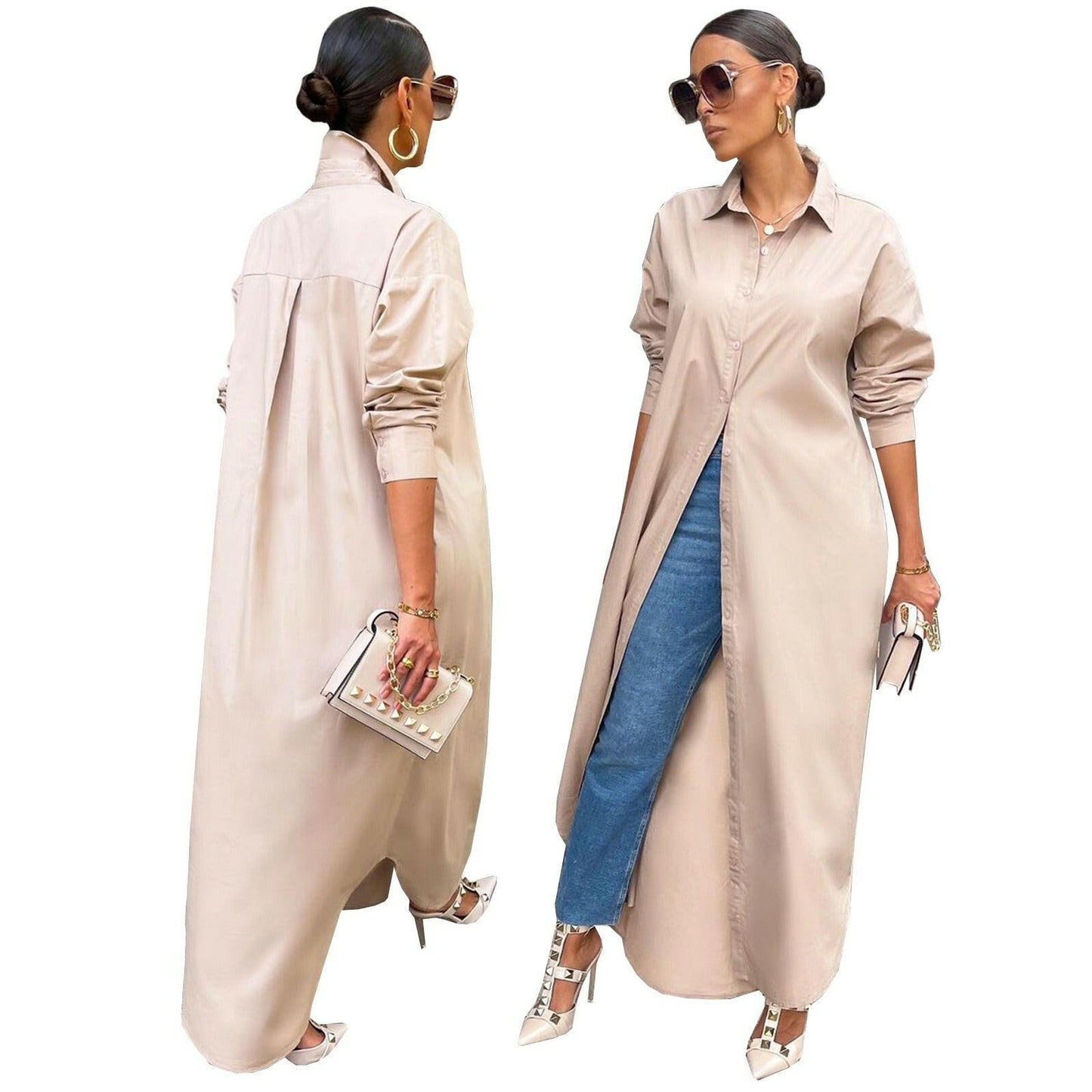 Casual Dresses Women Clothes Plus Size Fashion Girls' Skirt Bodycon Long Shirt Dress Women's Club Party Sexy Dresses.