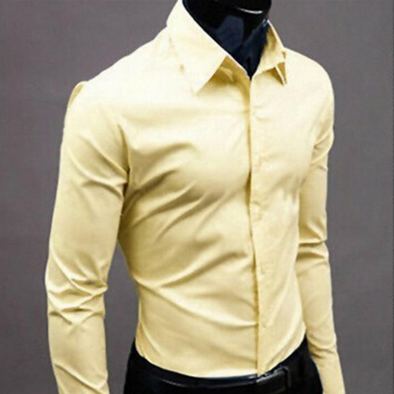 Men Shirt Long Sleeve Fashion Mens Casual Shirts Cotton Solid Color Business Slim Fit Social Camisas Masculina.