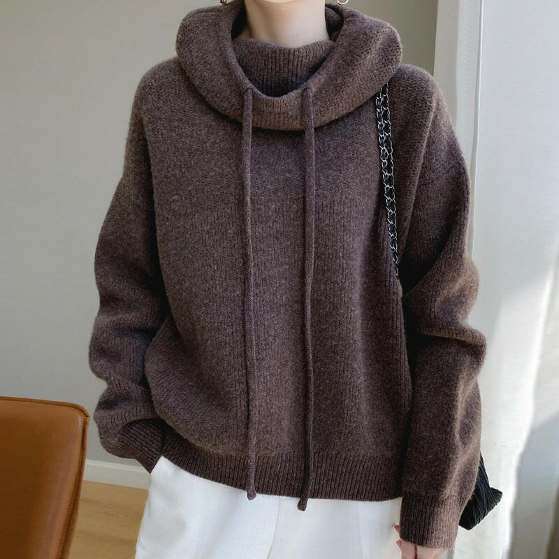 Lazy Style Women's Solid Color Loose Knit Sweater.