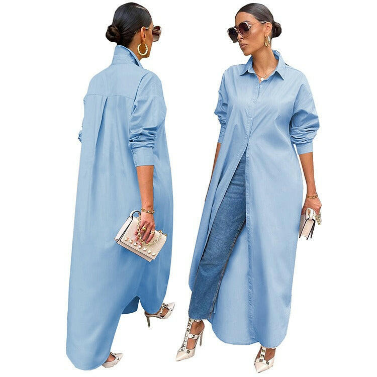 Casual Dresses Women Clothes Plus Size Fashion Girls' Skirt Bodycon Long Shirt Dress Women's Club Party Sexy Dresses.