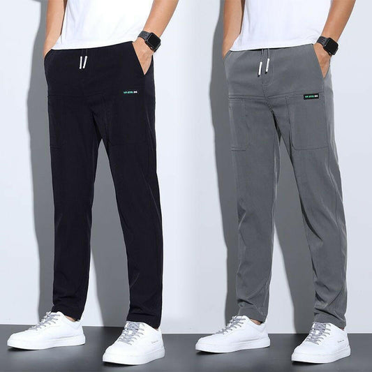 Thin ice silk pants for men, business men, casual pants, trendy straight leg loose sports pants.