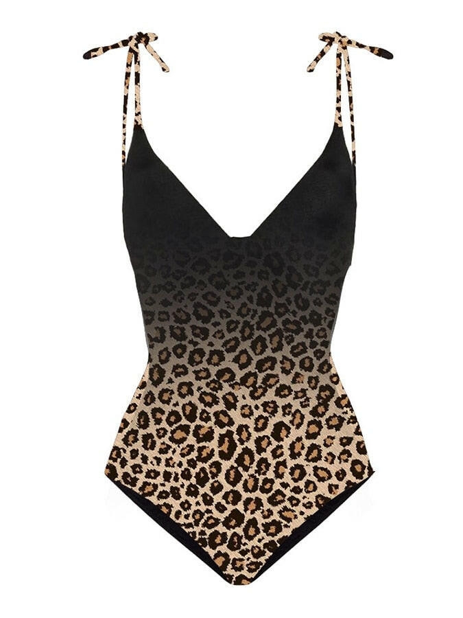 Leopard Gradient Print Swimsuit Set Single Piece Micro Monokini Sexy Cover Up Swimwear Girls Summer Swiming Suit  Luxury.