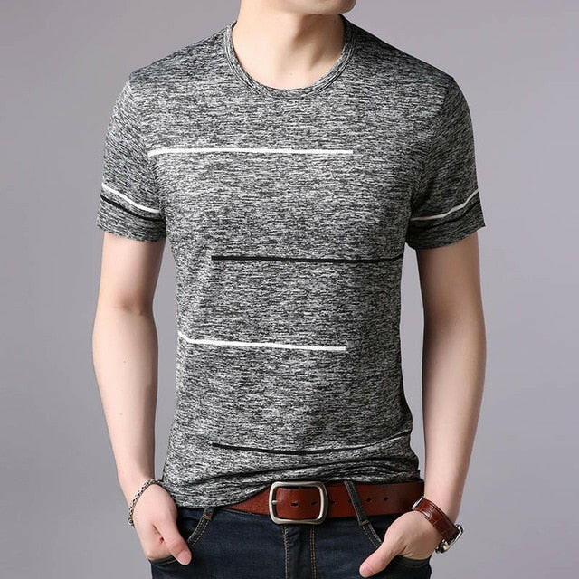 Men's Striped Summer T-Shirt - O-Neck Casual Streetwear.