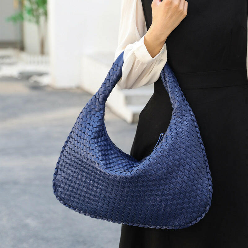 Handmade Woven Leather Hobo Bag.