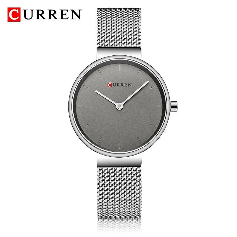 CURREN 9016 Fashion Blue Ladies Watches Mesh Stainless Steel Quartz Watch Women Luxury Simple Wristwatches Analog Lady Clock.