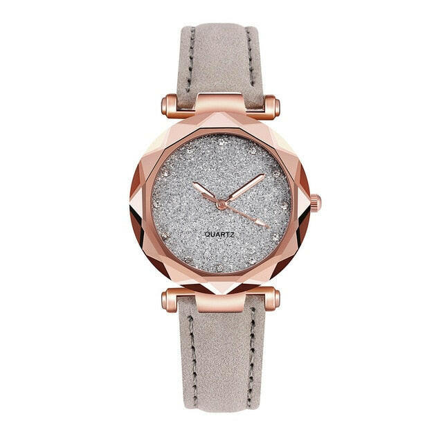 Ladies Fashion Korean Rhinestone Rose Gold Quartz Watch.