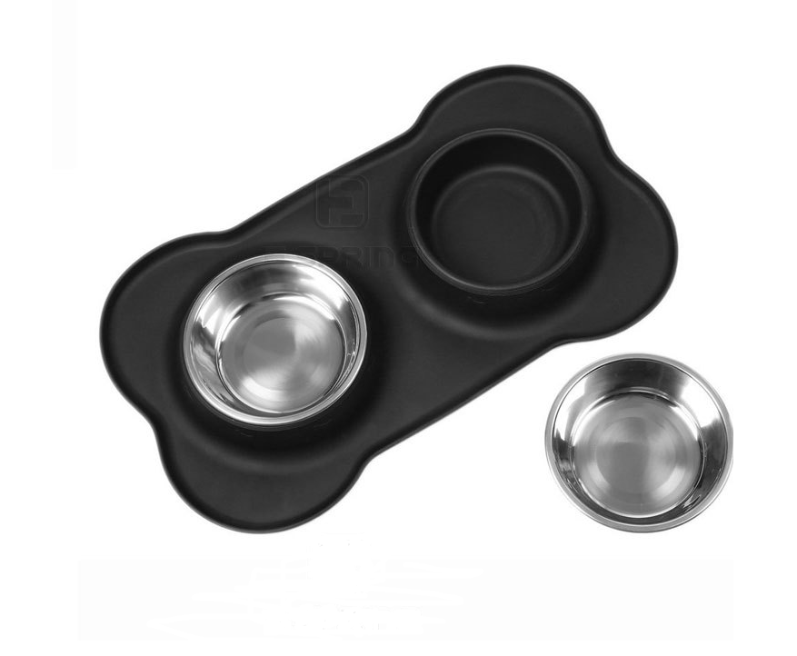 Gomaomi Stainless Steel Dog Bowl with Non-Spill Silicone Mat.