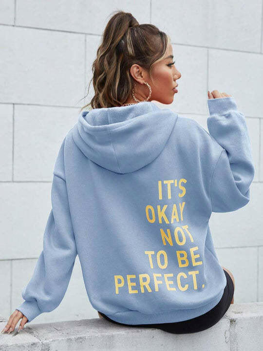 Multi-Colored Letter Printed Casual Long-Sleeved Hoodie for Women.