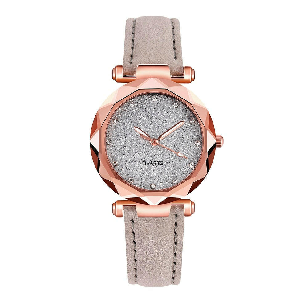 Ladies Fashion Korean Rhinestone Rose Gold Quartz Watch.