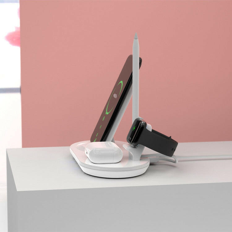 Three-In-One Wireless Charger – 10W Mobile Phone Wireless Charging & Four-In-One Charging Stand.