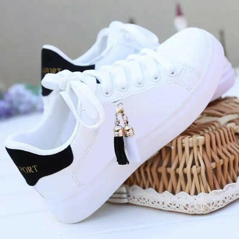 Women Sneaker Breathable Students Casual Shoes Sports for Girl Flat Mesh White Shoes.