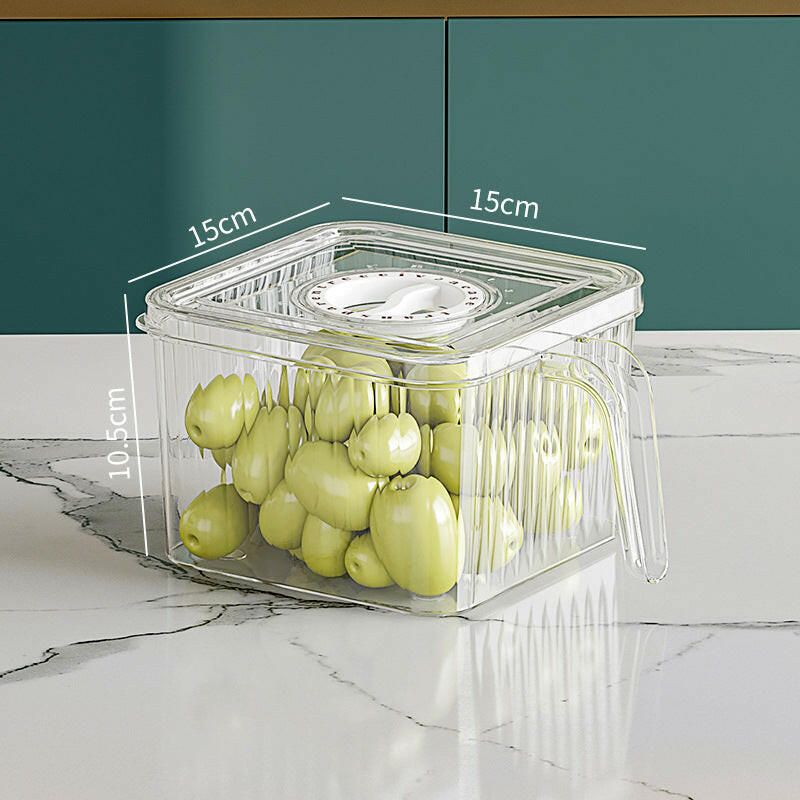 Refrigerator Storage Box Household Drainable Food Storage Box Sealed Storage Box With Handle Stacking Storage Box.